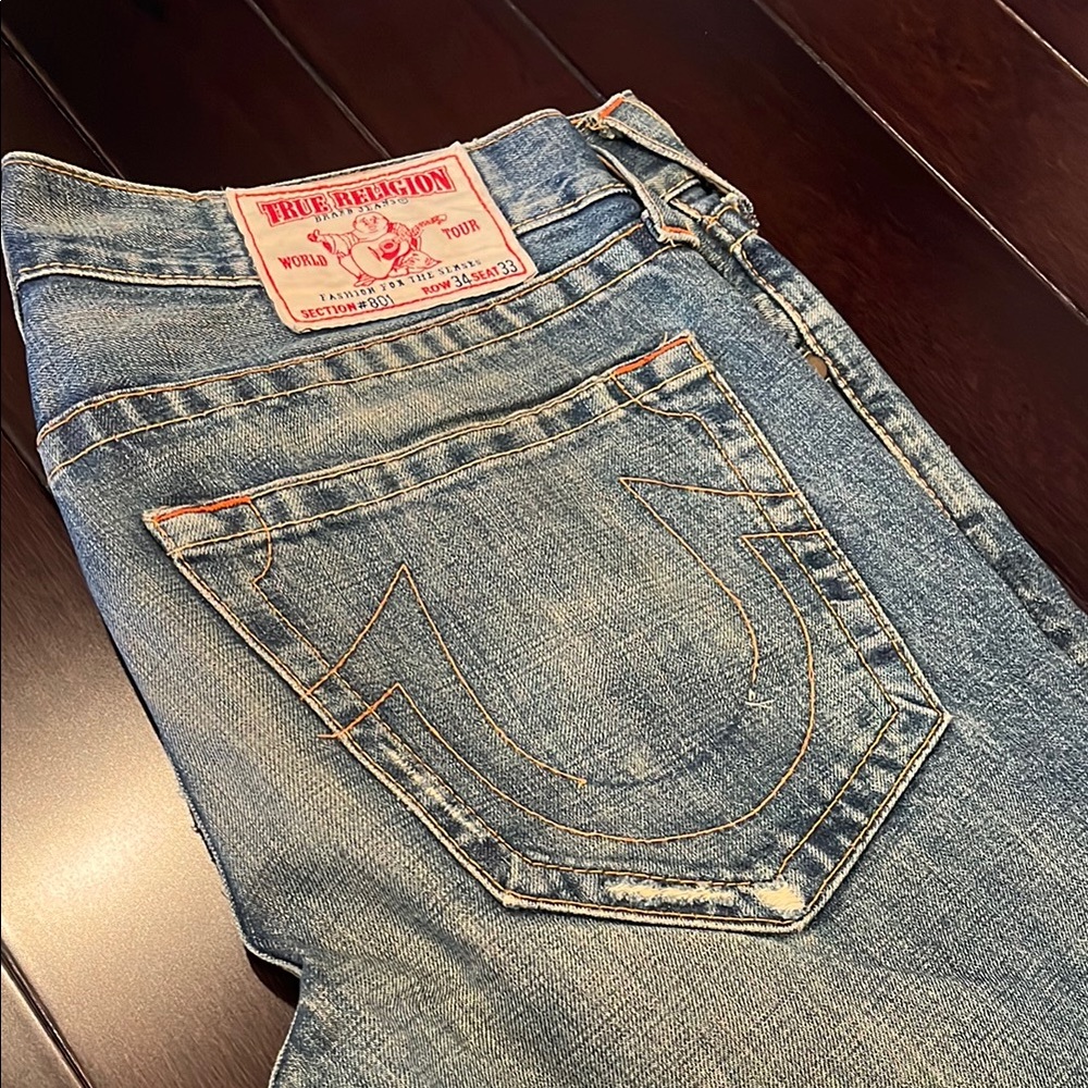 True religion men’s sz 34 washed ripped jeans - Picture 3 of 5